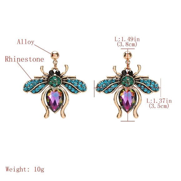 Any 2/$20! Gold Mystic Crystal Fly Earrings - Picture 7 of 9